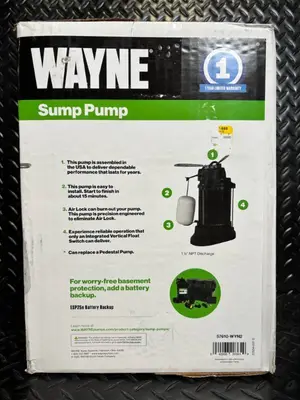 Wayne Sump Pump - 1/3 HP, 3750 GPH, Coated Steel Thermoplastic Bottom