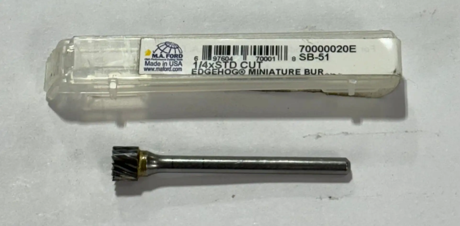 M.A. Ford 1/4" Carbide Miniature Burr Single Cut 1/8" Shank USA Mde