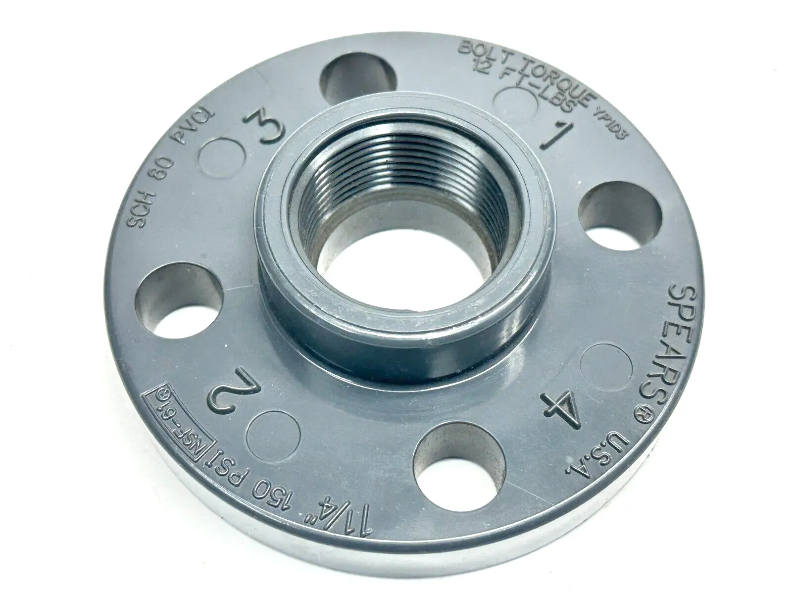 852-012 | Spears  1-1/4" 1-Piece Threaded Flange PVC Schedule 80 - New Other