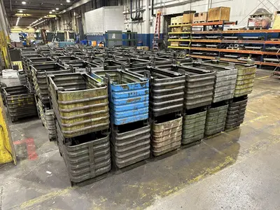 36” x 18” x 18” STEEL STACKABLE PARTS BIN TUB CONTAINER WITH DUMP DOOR, 200+ AVAILABLE: YOBRO #25062