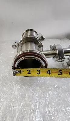 MDC KAV-100 PNEUMATIC ANGLE VALVE with EDWARDS HIGH VACUUM ADAPTER PIPES