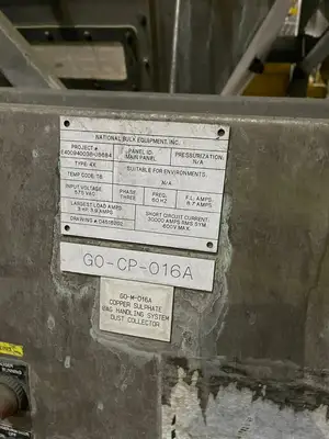 Stainless Steel Bulk Super Sack Bag Unloader w/ Dust Collector & Push Control