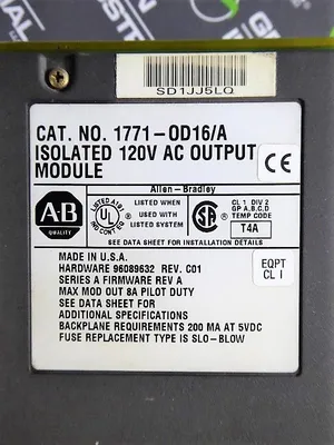Allen Bradley 1771-OD16/A PLC-5 Isolated 120VAC Output Module No Block Used