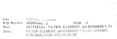 NEW TELEDYNE 81000935-1 FILTER ELEMENT