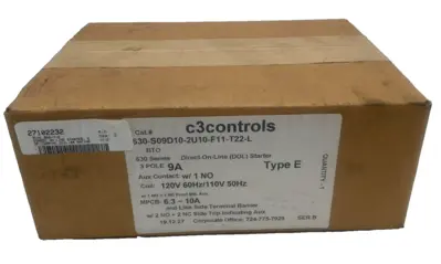 NEW C3CONTROLS 630-S09D10-2U10-F11-T22-L DIRECT-ON-LINE STARTER TYPE E 9AMP