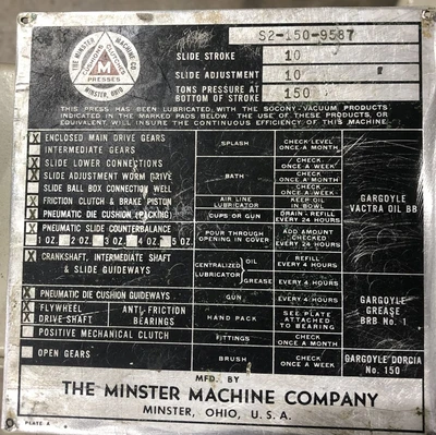 USED MINSTER MINSTER S2-150-60-48 PRESS
