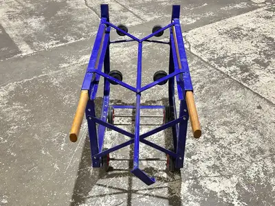 Used WORKSMART STEEL FRAME ROTATING DRUM CRADLE WITH WOODEN HANDLES Misc Industrial Equipment | Maverick Industrial Sales #1109235