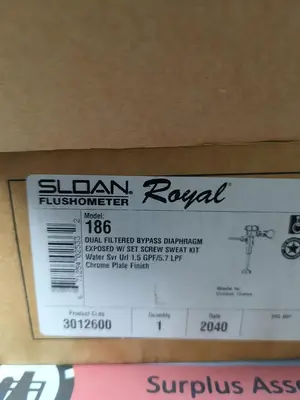 New | in-Stock SLOAN 186 Pump & Valve Parts Ohio US | Surplus Asset Holdings #1235588