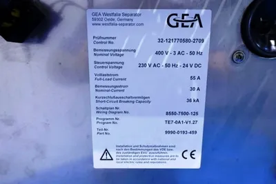 Westfalia CND 20-01-076 bacteria separator, 316SS.