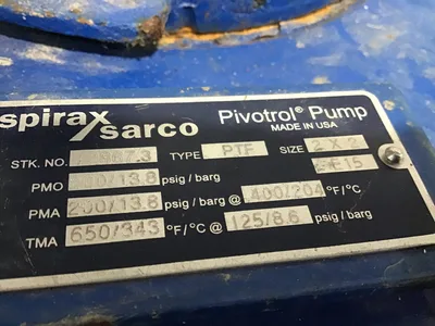 Spirax Sarco Pivotrol 72897.3 PTF Pressure Powered Pump