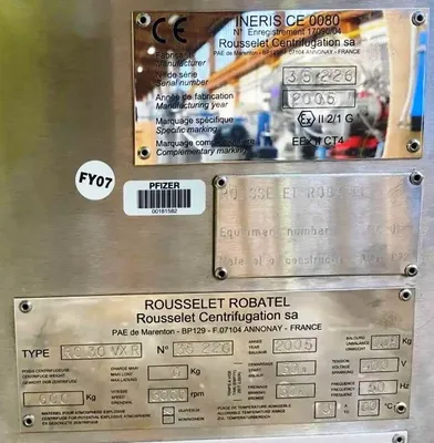 Rousselet Robatel RC 30 VxR XP basket centrifuge, Hastelloy C-22.