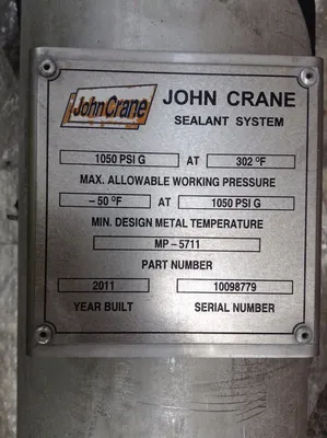 John Crane MP-5711 316SS Reservoir Seal Sealant System 1050PSI 302°F 5gal