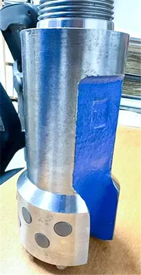 New | in-Stock TRIDENT SUPREME 4" FLAT FACE CARBIDE BUTTON CABLE TOOL DRILL BIT, 1-5/8' X 2-5/8" - 7 API PIN THREAD Drills Pennsylvania US | East West Machinery & Drilling #1485564