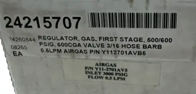 NEW AIRGAS Y11-2701AV5 CYLINDER REGULATOR Y112701AV5, Y112701AVB5