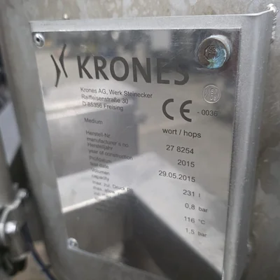 Krones Double Pressurized Tank 231 Lit each # 7618