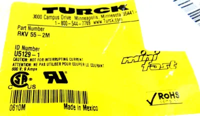 NEW TURCK RKV 55-2M CABLE U5129-1 RKV552M
