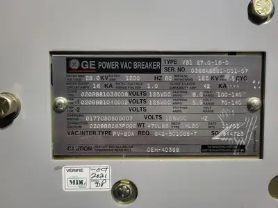 25kV 1200A 3ph Switchgear Unit w/ (2) Power Vac Breaker VB1 27.0-16-0