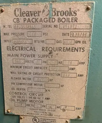 USED 1981 CLEAVER BROOKS CB100-200