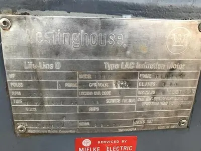 Westinghouse 1500 HP AC Induction Motor -Rebuilt