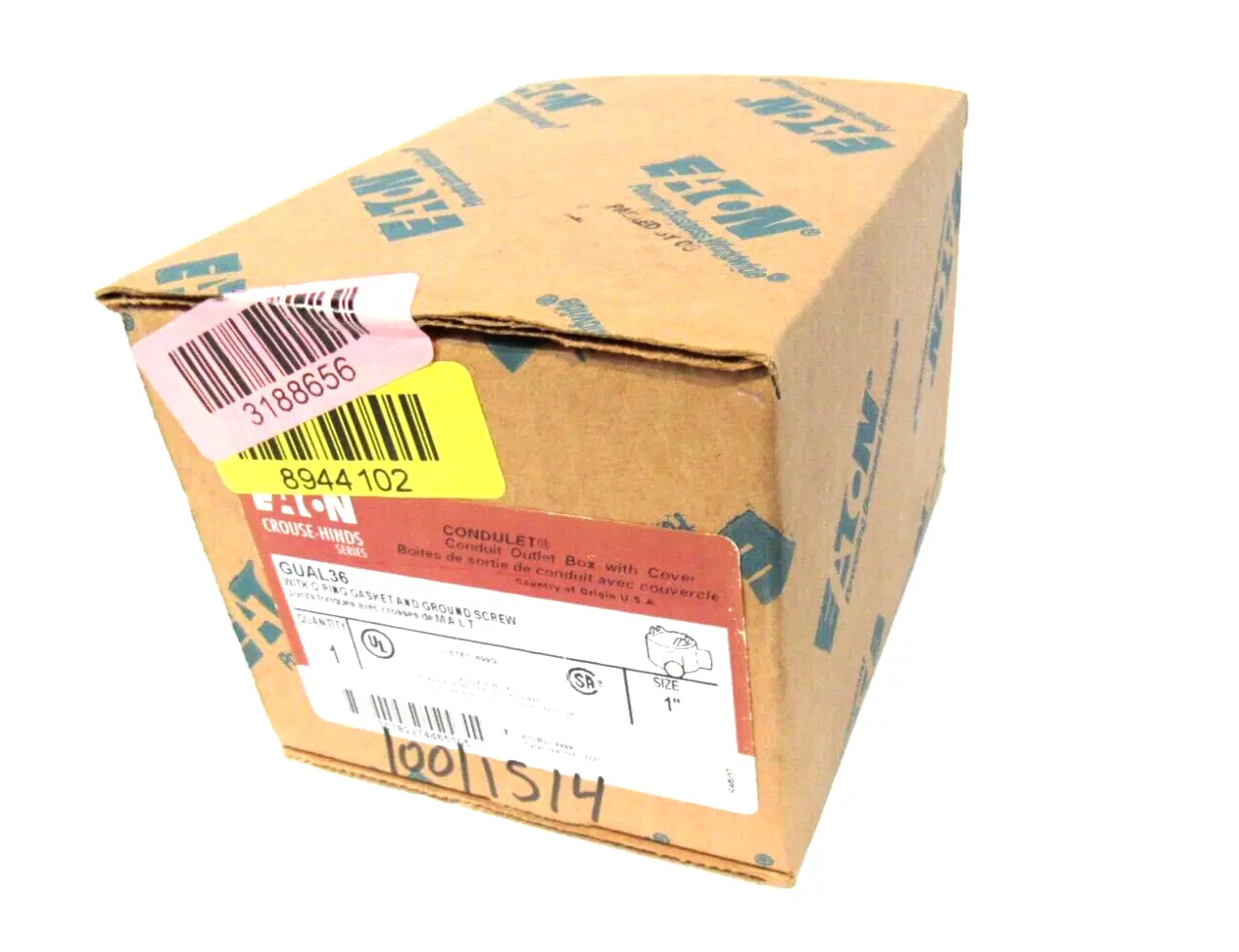 NEW EATON CROUSE HINDS GUAL36 OUTLET BOX 1"