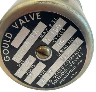 NEW JD GOULD QR-3V VALVE AIR WATER 3/4 PSI 5-150 24V QR3V