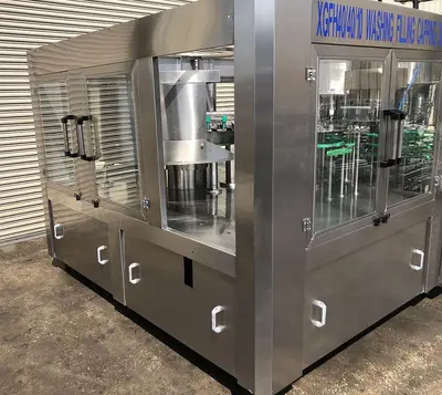 USED 2017 ZHANG J IAGANG, BEIJING CHINA TRI-BLOCK 40 VALVE BOTTLE RINSER, FILLER, CAPPER