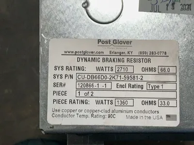 Used POST GLOVER CUDB66D02K71595812 Resistors Ohio US | HGR 24 #1272723