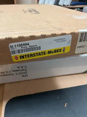 interstate-McBee Caterpillar Plate - Spacer PN: M-1106994
