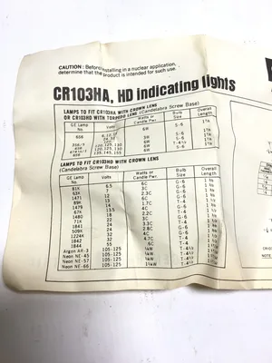 GENERAL ELECTRIC CR103HD1002R INDICATING LIGHT SOCKET 125V