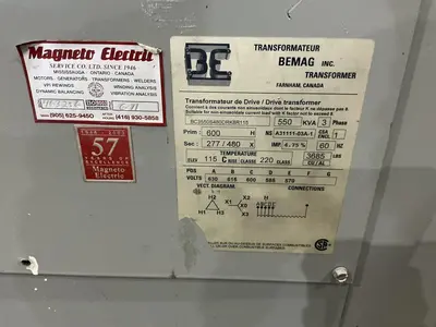 550 KVA BEMAG 600v <--> 480v TRANSFORMER: YOBRO #24588