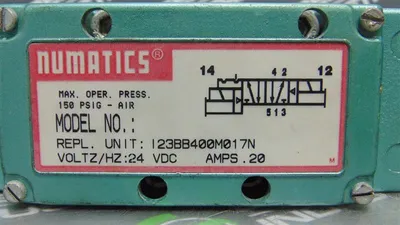 Numatics 123BB400M017N Solenoid Valve 150 PSIG 24VDC 20A Dual Coil Used