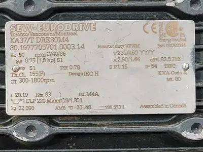 USED SEW-EURODRIVE KA37/T DRE80M4