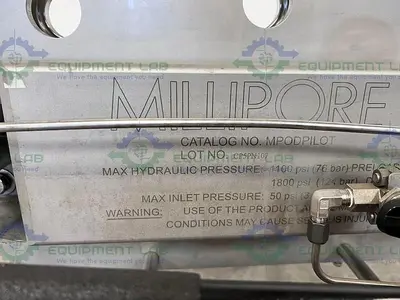 USED MILLIPORE MPODPILOT CP5PN1075 FILTER PRESS W/ ENERPAC P142 HYDRAULIC HAND PUMP