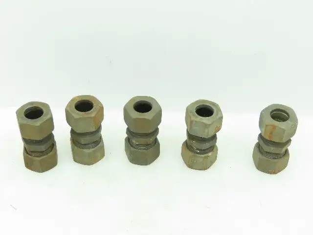 VOSS Steel Flareless Metric Straight Union Compression Fitting 15mm Tube LOT of5
