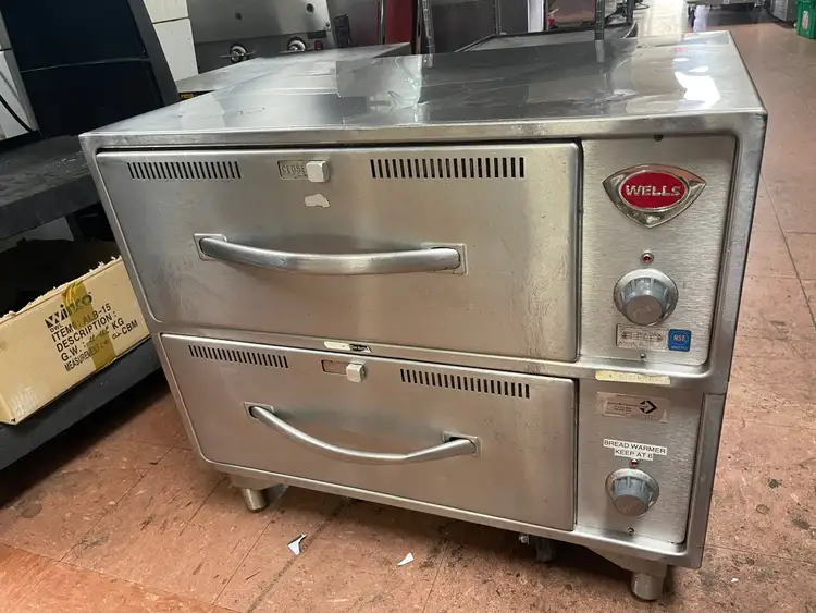 Used Wells Used Wells Stainless Steel Freestanding 2 Drawer Food Chip Warmer 220V Heated Cabinets & Displays Illinois US | Falcon Restaurant Supply #1375859