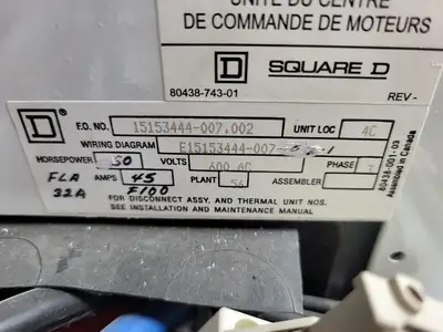 USED SQUARE D MODEL 6
