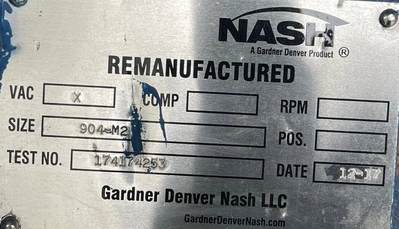 Nash Vacuum Pump Model 904-M2 Remanufactured