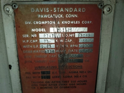 Davis Standard 2.5" Cold Feed Rubber Extruder