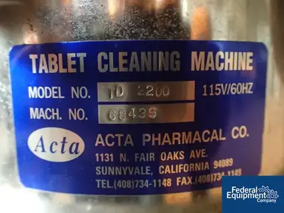 USED Acta Pharmacal Acta Pharma Tablet Deduster, Model TD2200