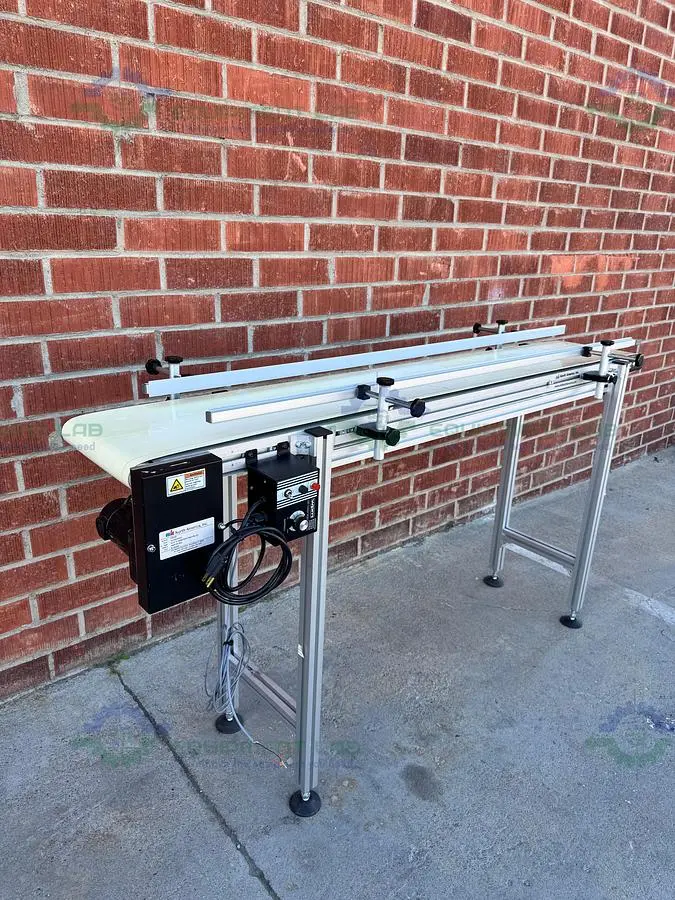 USED MK TECHNOLOGY GROUP BELT CONVEYOR 72" X 12" W/ BODINE 1/8 1/4 HP MOTOR
