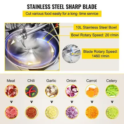 10 Litre multifuntional meat bowl cutter mixer