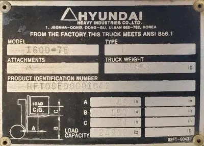 Used 2013 HYUNDAI 160D-7E Internal Combustion Forklifts: Pneumatic Tire Illinois US | Somerset Equipment Sales #1546238