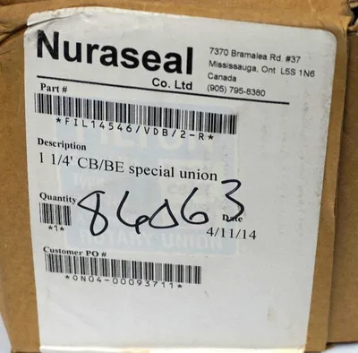 NEW NURASEAL 1 1/4' CB/BE SPECIAL UNION