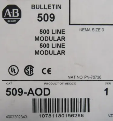 ALLEN BRADLEY 509-AOD STARTER SIZE 0 SER. 1 509AOD (NEW SURPLUS)