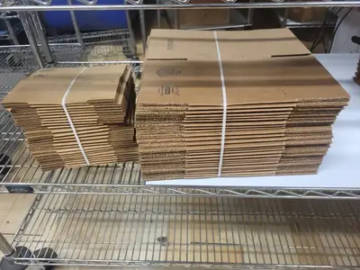 Bundle of 4x4x4 and 7x7x7 Uline Corrugated Shipping Boxes