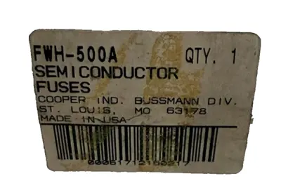 NEW LOT OF 2 BUSSMANN FWH-500A HIGH SPEED SEMICONDUCTOR FUSE 500A 500V FWH500A