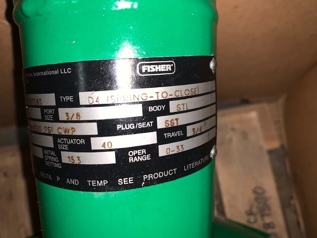 Fisher Controls Type D4 size 1" Globe Valve, Rating 4250 PSI Unused