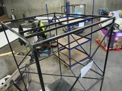 Welded Black Metal Frame Built to Fit Onto Pallets with Flat Roof - Perfect for Projects