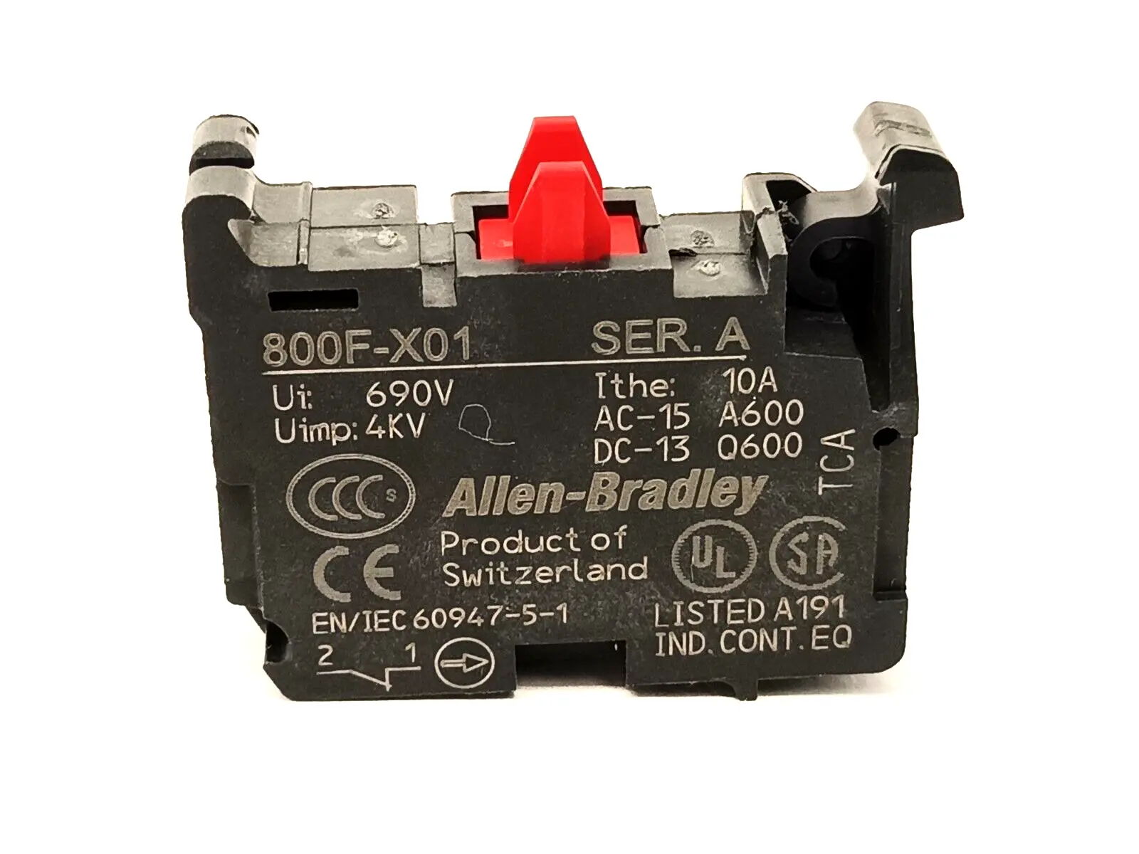 800F-X01 | Allen Bradley  Ser A Contact Block 22.5mm Plastic 1 NO - Used