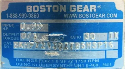 NEW BOSTON GEAR BKHF72120ZTB5HSP16 GEAR REDUCER 30:1